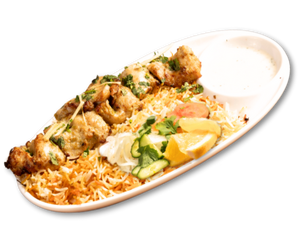 Chicken Malai Boti Rice Platter (6 Pcs)